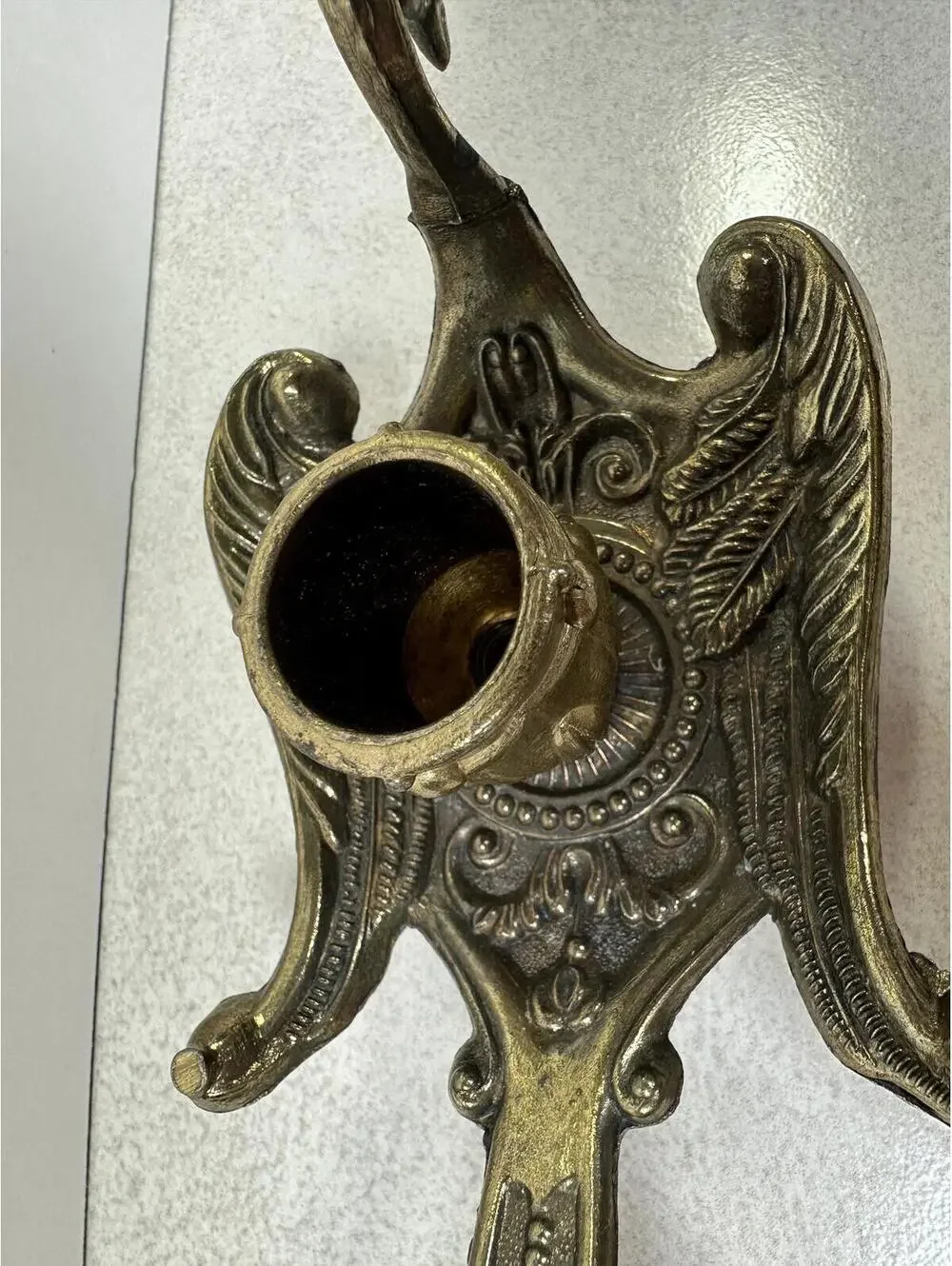 VTG Ornate Brass Peacock Candleholder Phoenix Victioan Gothic Hollywood Regency